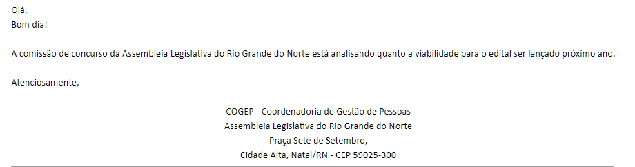 Concurso AL RN: edital em 2021?