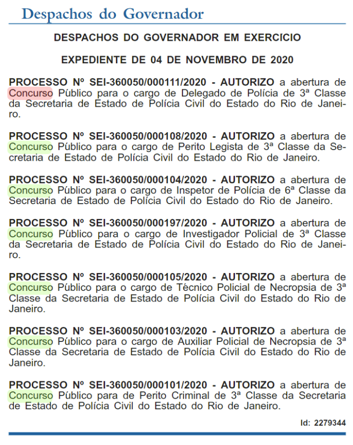 Concurso Policia Civil RJ: autorizaçã