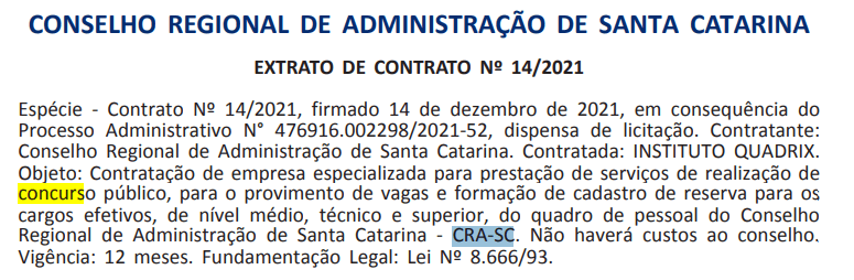 Concurso CRA SC