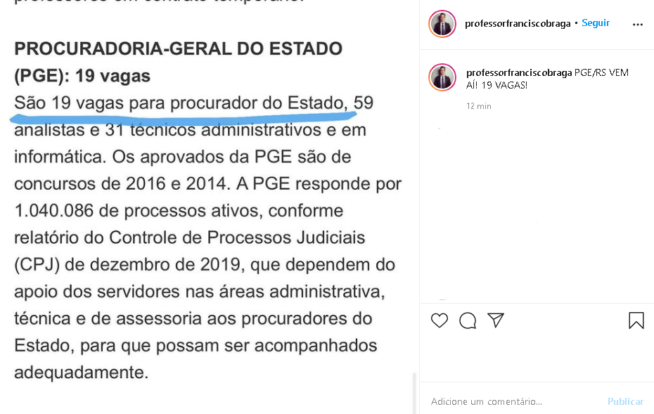 Concurso PGE RS: possível quantitativo de vagas