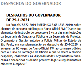 Concurso PM SP Oficial: governo autoriza acréscimo de 60 vagas!