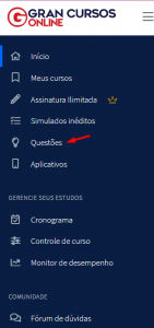 Gran Cursos Questões - área do aluno - Plano de estudos para concurso