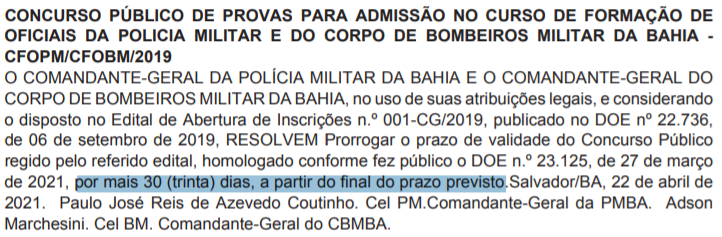 Concurso PM BA / Concurso CBM BA