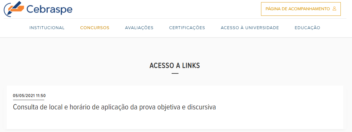Concurso PRF: print da página de consulta aos locais de prova objetiva e discursiva da Polícia Rodoviária Federal