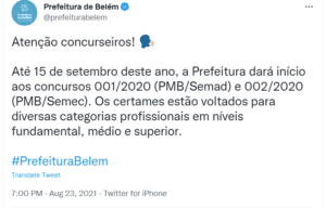 Concurso SEMEC Belém PA: