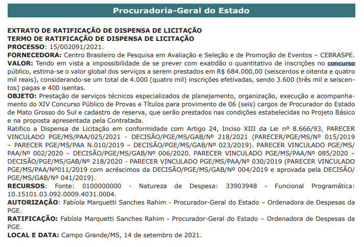 Concurso PGE MS Procurador