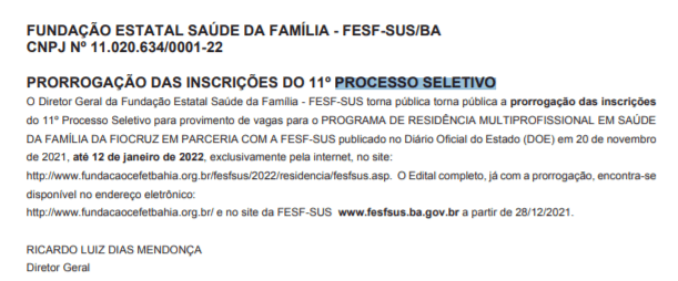 Concurso Residência FESF Fiocruz