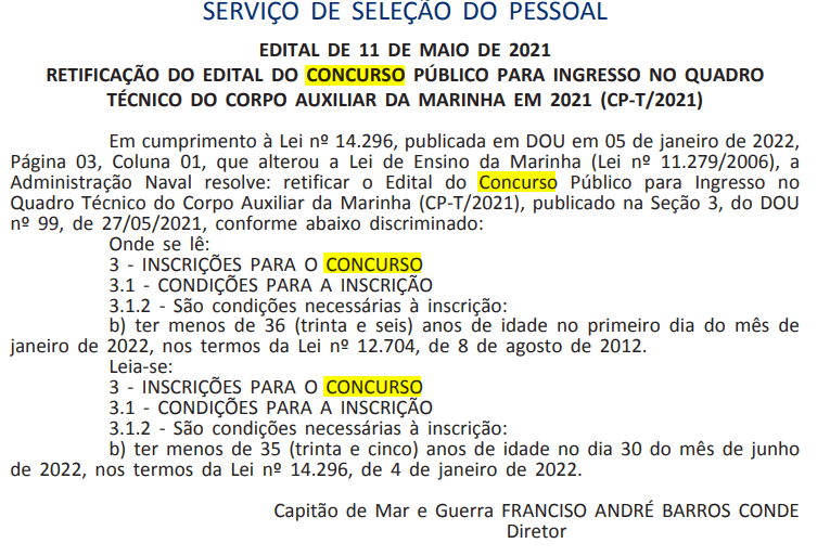 Concurso Marinha Corpo Auxiliar