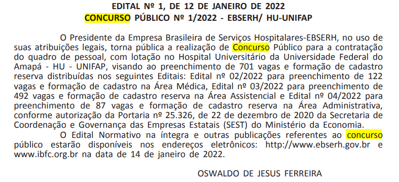 Concurso EBSERH HU UNIFAP - Hospital Universitário Federal do Amapá:  cursos, edital e datas