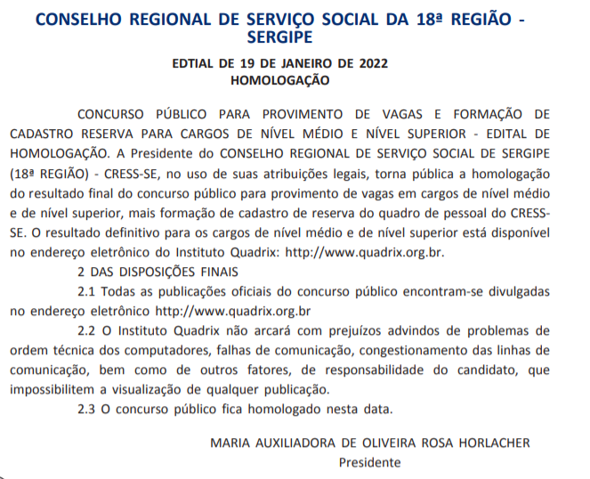 Concurso CRESS RJ tem extrato de edital publicado. CONFIRA!