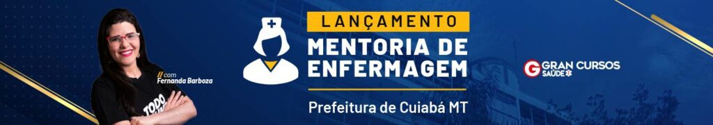 Concurso Cuiabá MT: banner para a Mentoria de Enfermagem com a professora Fernanda Barboza