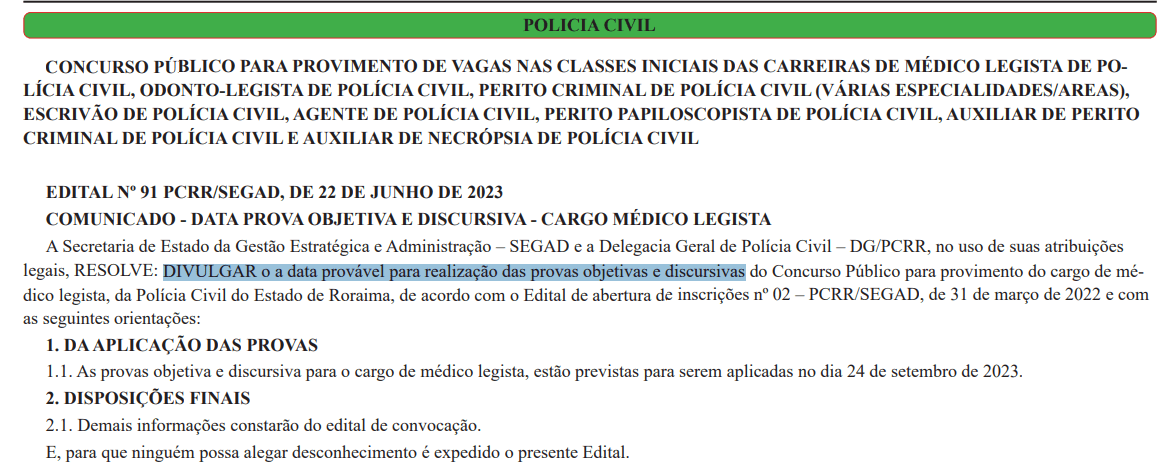 Concurso Perito Criminal - Editais previstos para 2023 e 2024