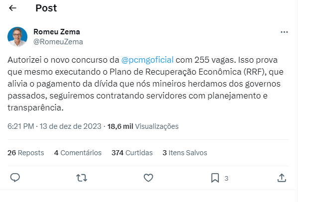 Terá Novo Concurso PCMG Em 2023 