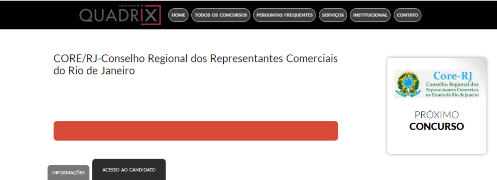 Concurso CORE RJ: Instituto Quadrix é a banca!