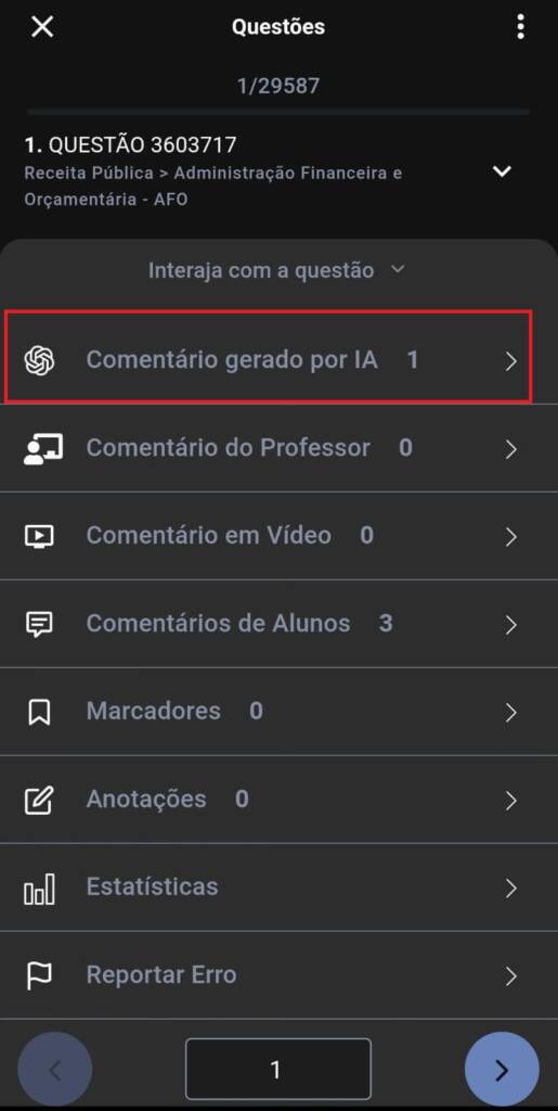 Questões comentadas por IA: como acessar pelo celular (2)