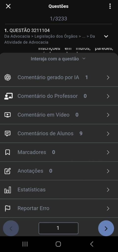 Prova OAB: comentários de questões (mobile)