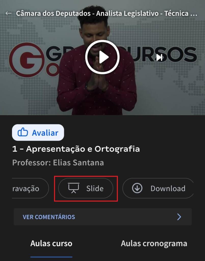 Aulas com Slides: como acessar pelo celular?