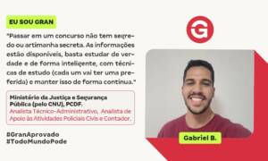 Ainda na faculdade, Gabriel B. já conquistou 3 aprovações!