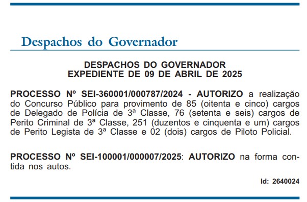 Concurso Polícia Civil RJ: Autorização
