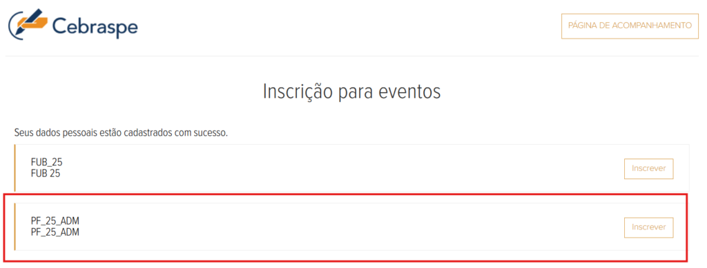 Inscrições Concurso PF Administrativo: Passo 7