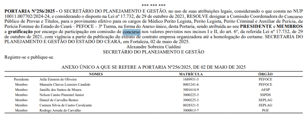 Concurso Pefoce: comissão formada