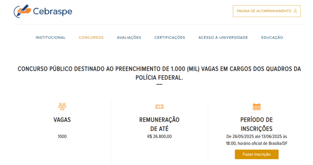 Inscrição no Concurso PF: Passo 2