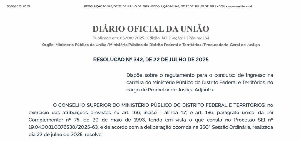 Concurso MPDFT Promotor está regulamentado. Edital em breve!