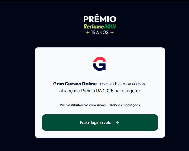Prêmio Reclame Aqui 2025: faça o login e confirme o seu voto