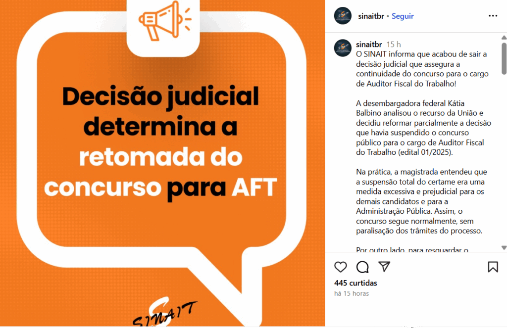 concurso AFT retomado