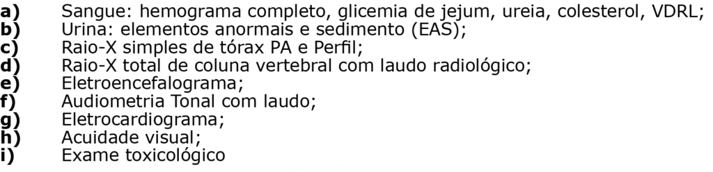 Concurso Sejus ES: Exames de saúde
