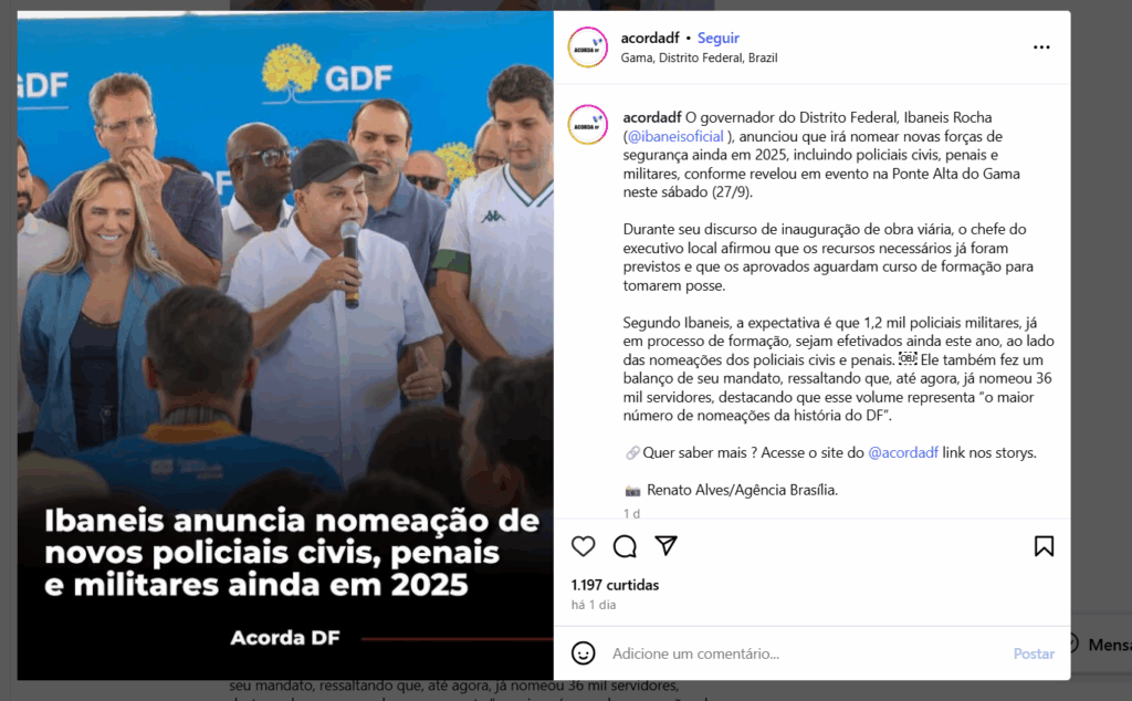 Concursos Segurança DF: Governador fala sobre nomeações