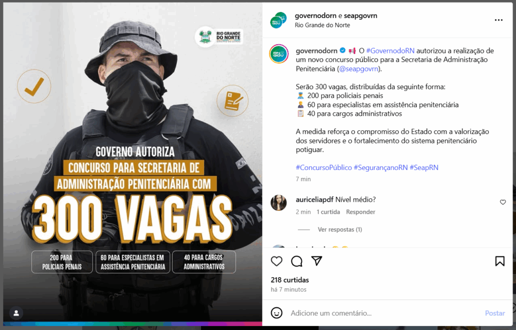 Concurso Polícia Penal RN: autorizado