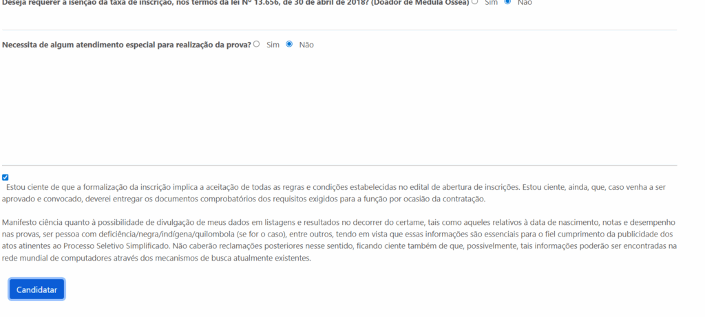 Concurso IBGE Temporários: Inscrição, passo 6