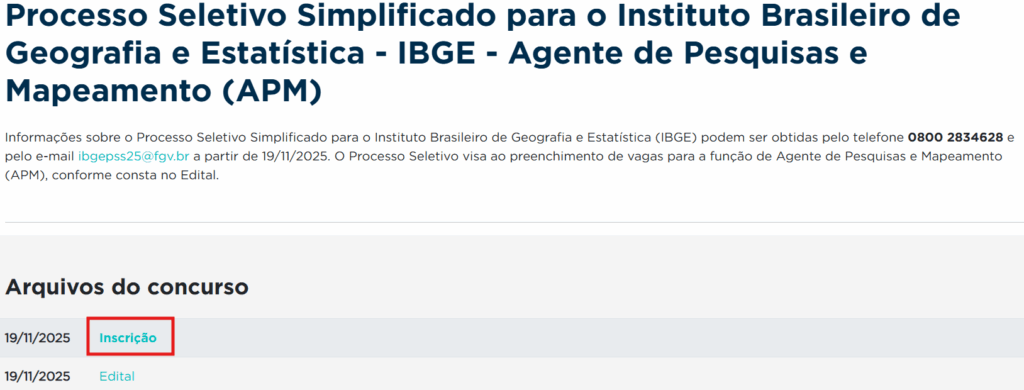 Concurso IBGE Temporários: Inscrição, passo 2
