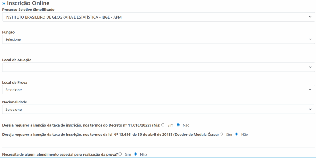 Concurso IBGE Temporários: Inscrição, passo 5