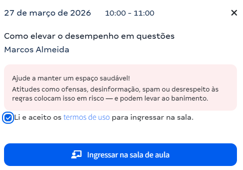 Fórum de dúvidas (Salas particulares): janela de acesso 