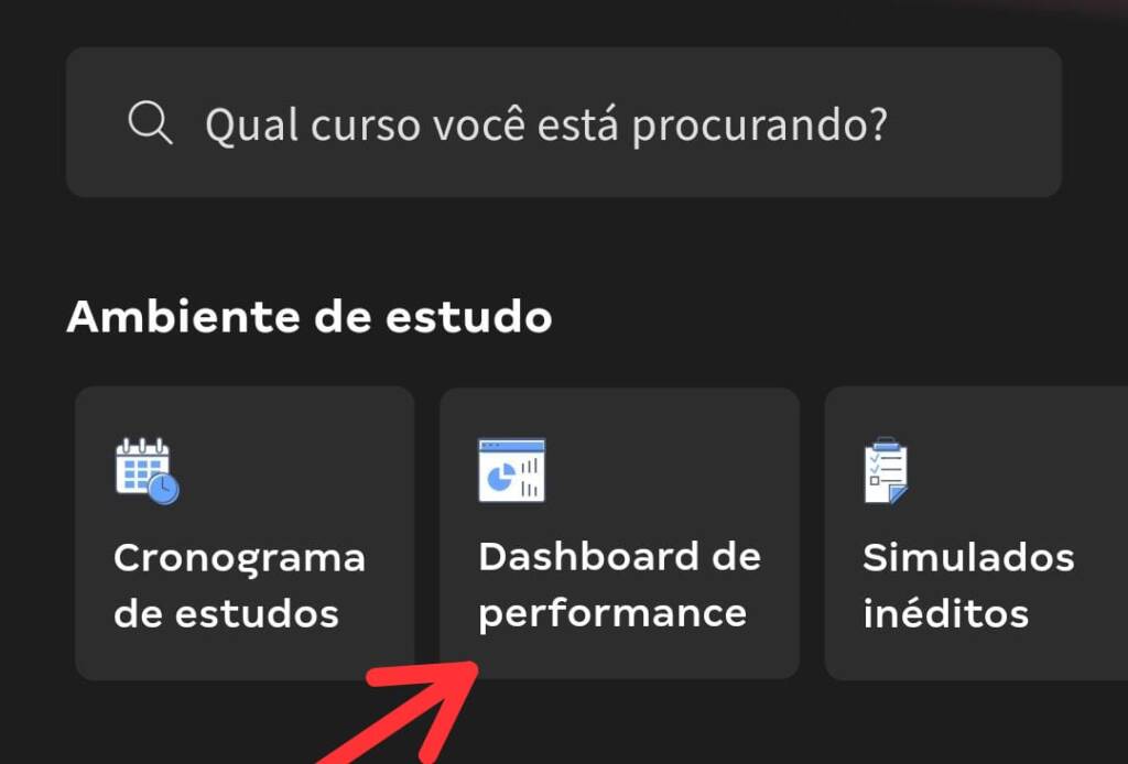 Dashboard de performance: acesso pelo aplicativo
