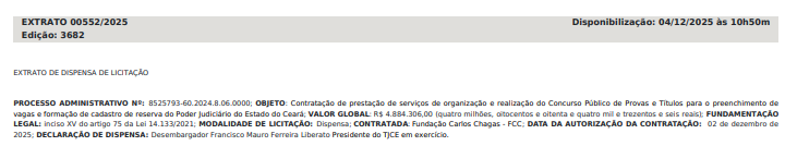 Concurso TJ CE FCC é a banca