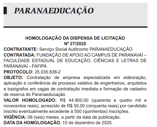 Concurso PARANAEDUCAÇÃO: Banca definida