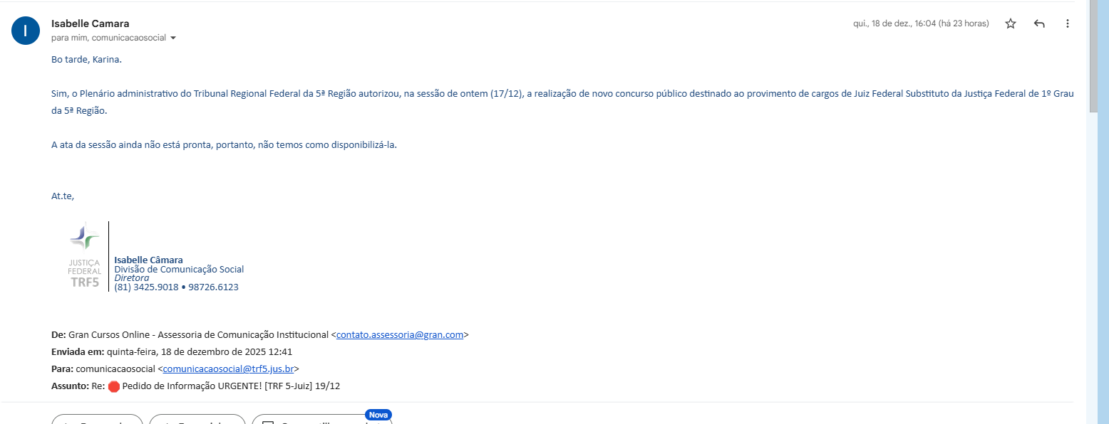 Concurso TRF 5 Juiz: autorizado 2025