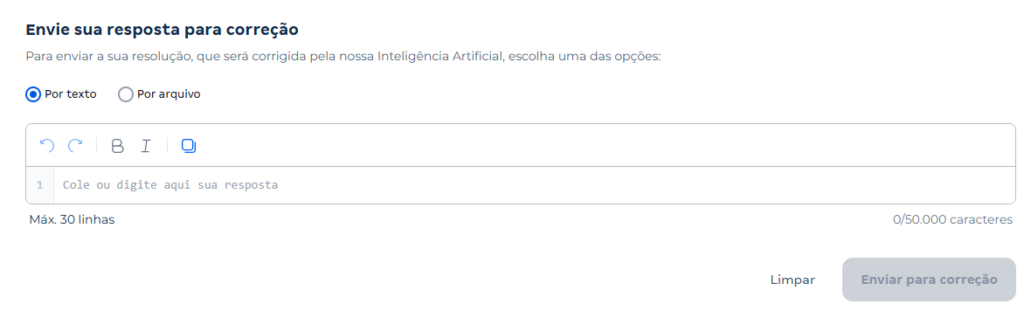 Banco de discursivas: envie sua resposta 

