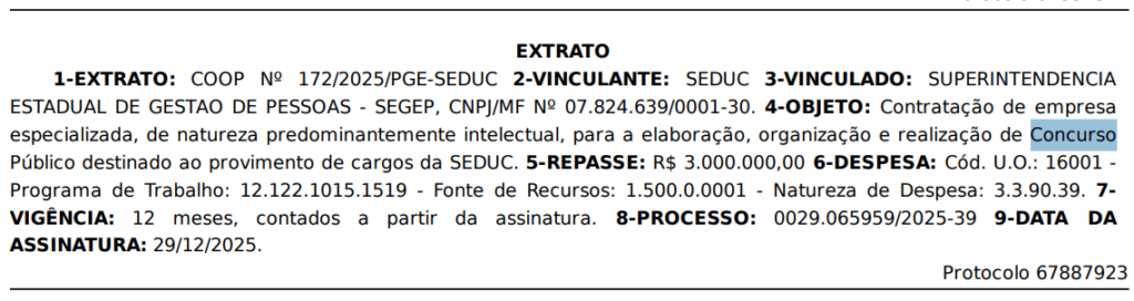 Concurso SEDUC RO: banca contratada