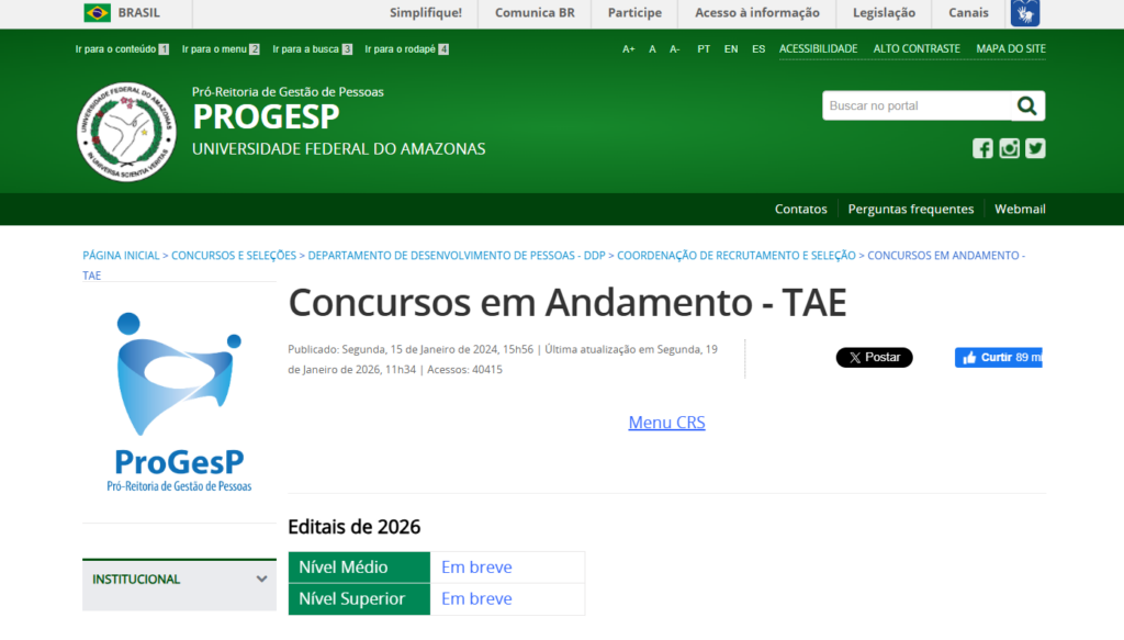 Concurso UFAM novo edital em 2026