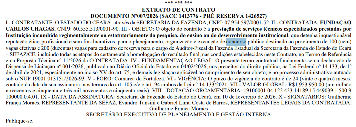 concurso sefaz ce: banca contrata
