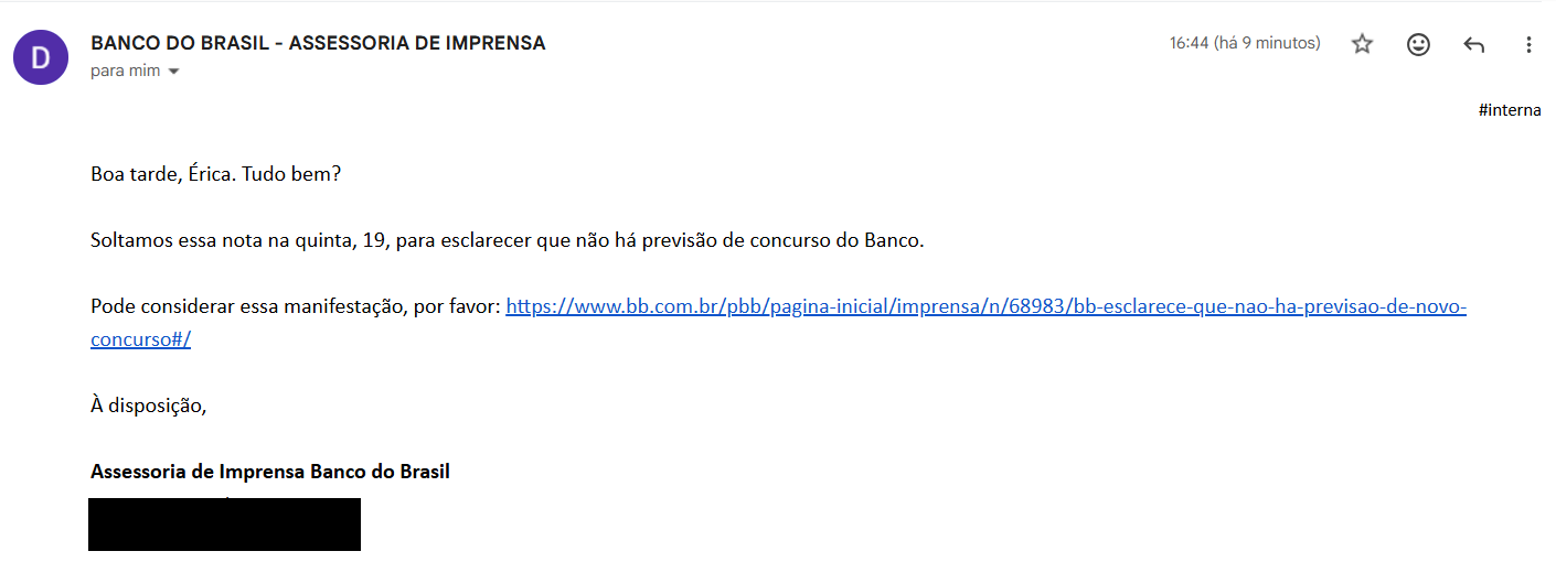 Concurso Banco do Brasil: sem previsão