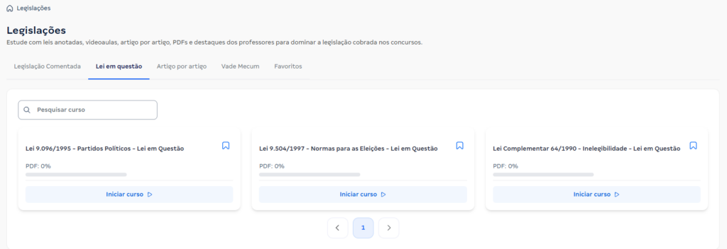Legislação em questão: visualização de materiais 
