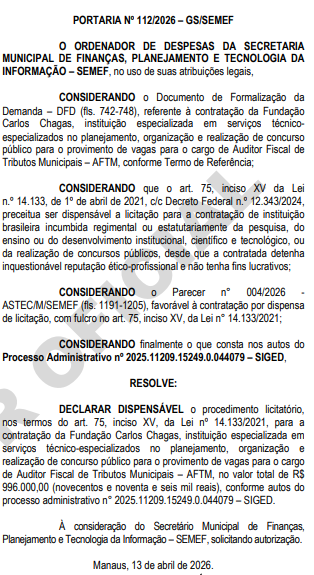 concurso ISS Manaus AM: banca definida