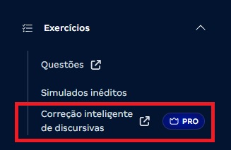 Correção Inteligente das Discursivas: localizando a ferramenta no menu
