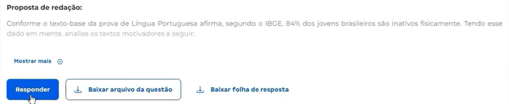 Correção Inteligente de Discursivas: localize o botão de resposta