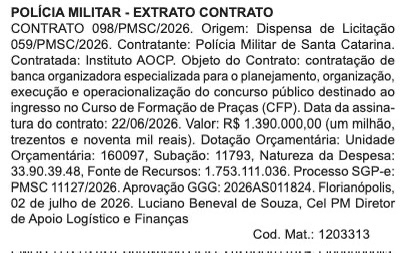 Concurso PM SC: Banca contratada